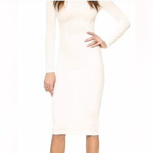 5th and Mercer NWT white long sleeved midi dress with exposed gold zipper
